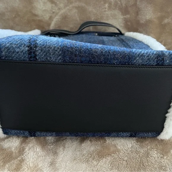 JW Anderson Harris Tweed Blue Plaid Women's Shoulder Bag - Picture 8 of 12